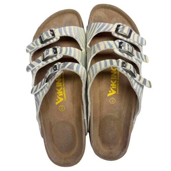 Viking Banff Three-Strap Comfort Sandals – Zebra Print White/Pearl – Size 40 / U - Picture 13 of 13